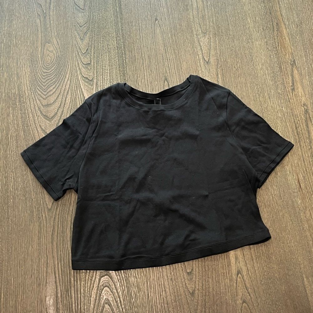 NWT Skims Lace Pointelle Cropped T-shirt Onyx Size 4X